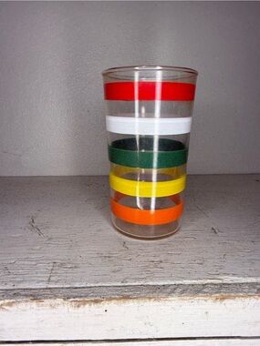 Vintage 1950'S Anchor Hocking Fiesta Bands Striped Tumbler Glass 10oz